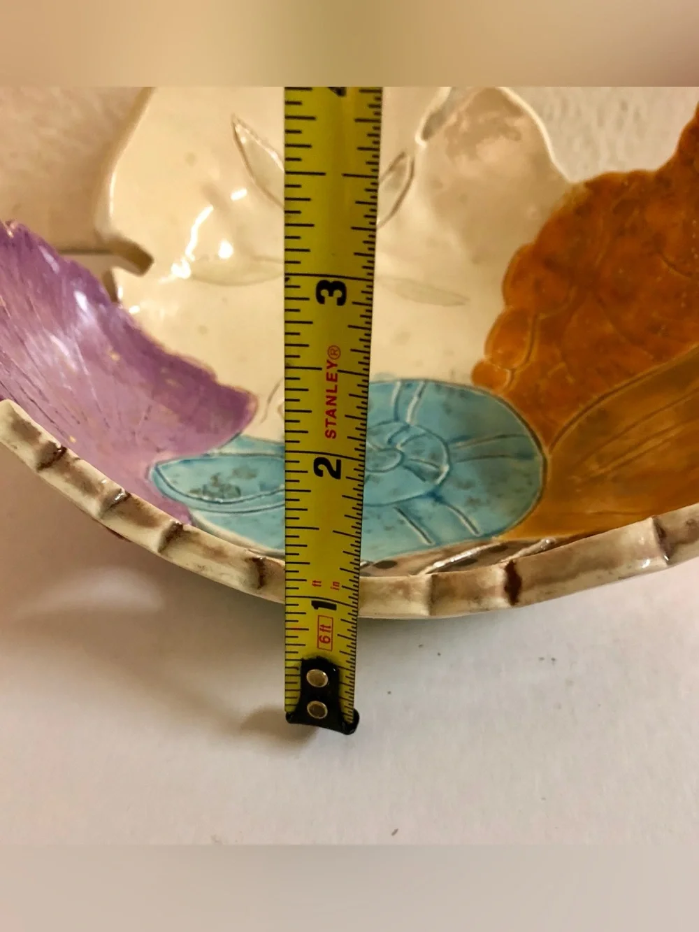 Handmade Ceramic Seashell Accent Dish - Multicolor. Signed